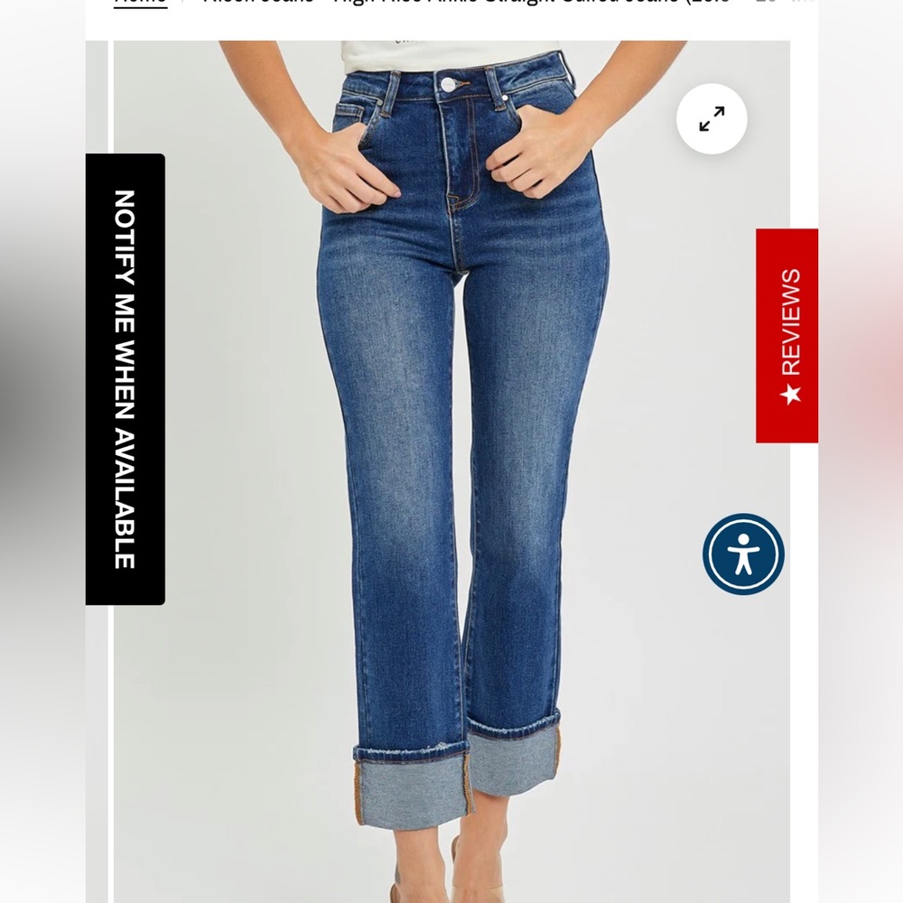 Risen Jeans High Rise Ankle Straight Cuffed